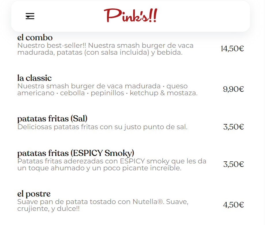 Menú del día