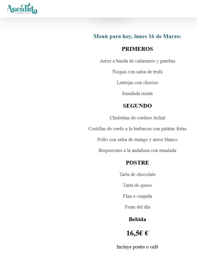 Menú del día